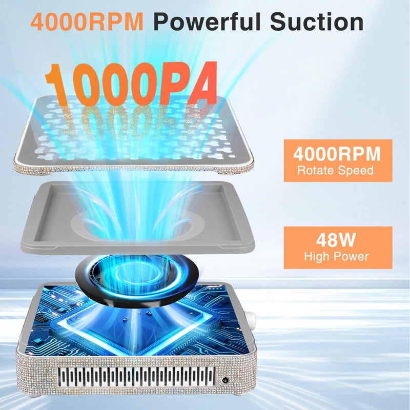IMENE Rechargeable Nail Dust Collector, 10-Gear Powerful Cordless Nail Fan Dust Collector for Nails Vacuum Duster Professional Dust Collector for Nail Tech - Image 3